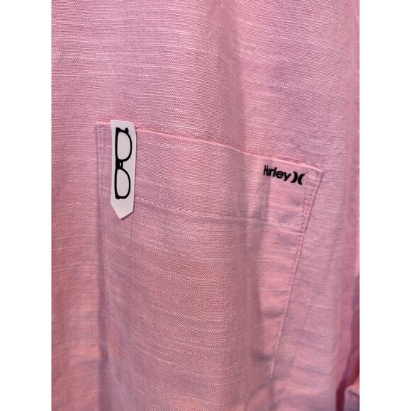 Hurley Shirt Mens Sz XL One & Only Stretch Cotton Short Sleeve Collar Pink NEW - Picture 9 of 12